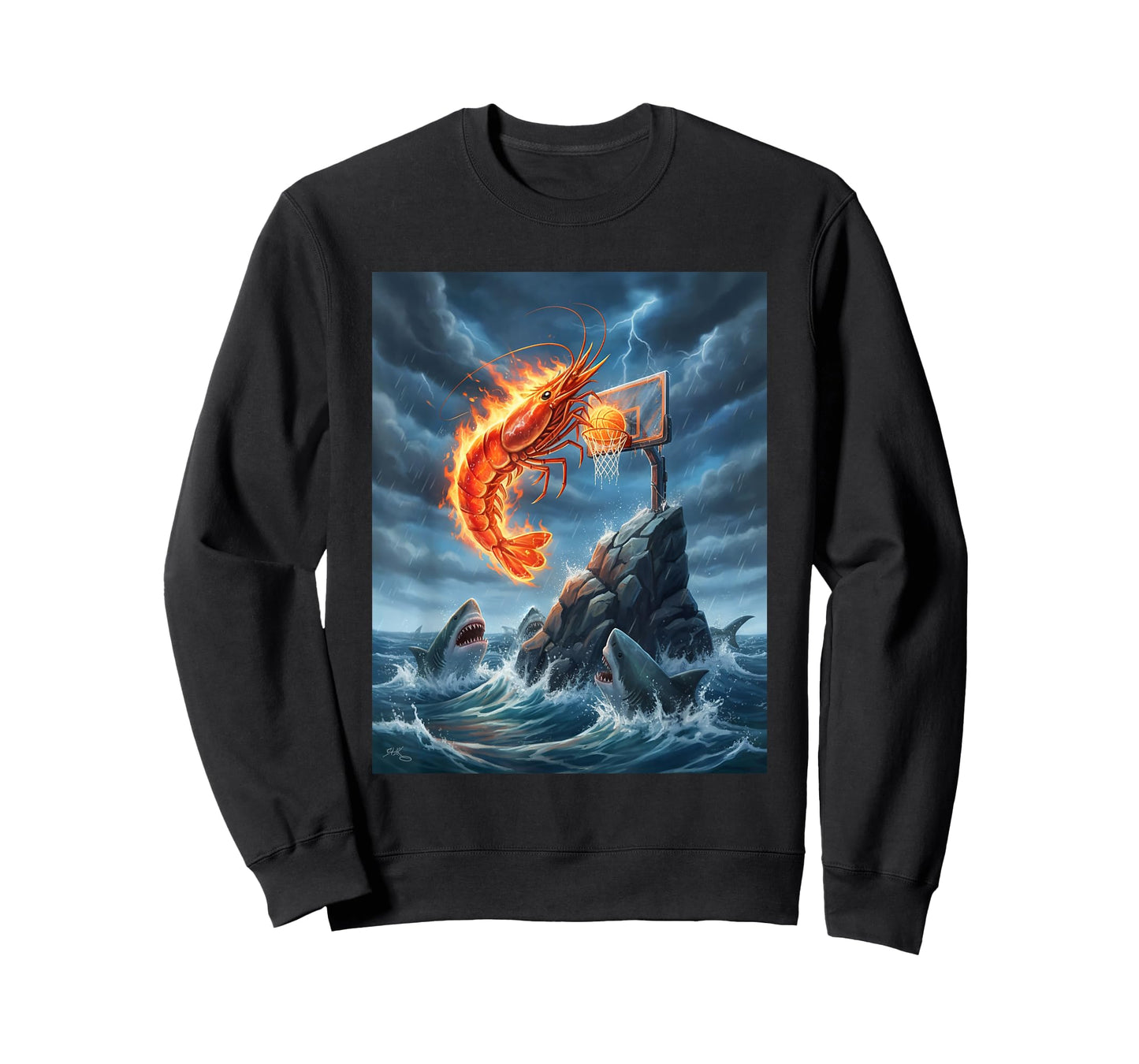Shrimp Dunking on Shark Funny Fishing Meme Basketball Shrim T-Shirt