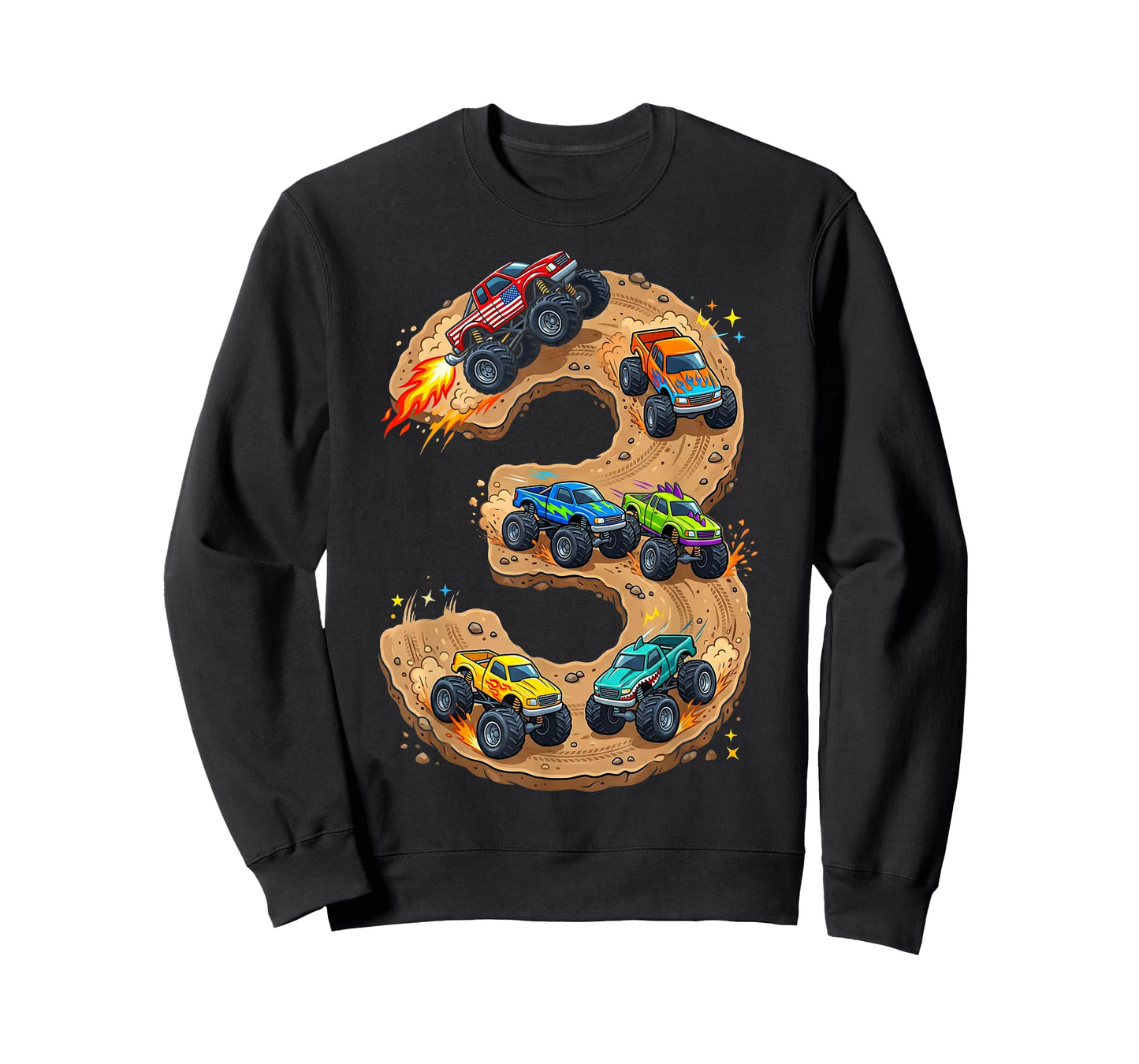 3 Year Old Monster Truck Boy Toddler 3rd Birthday Party T-Shirt