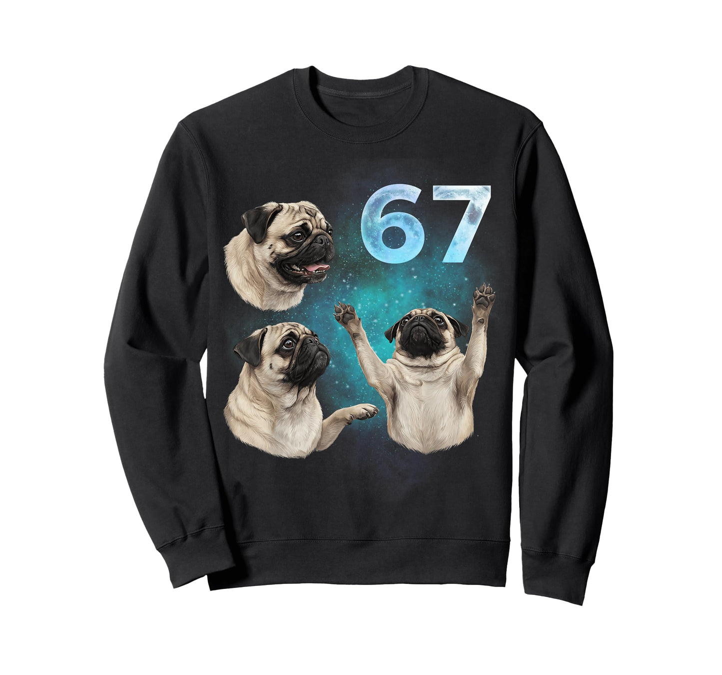 67 Meme Pug Howling at The Moon Six Seven T-Shirt