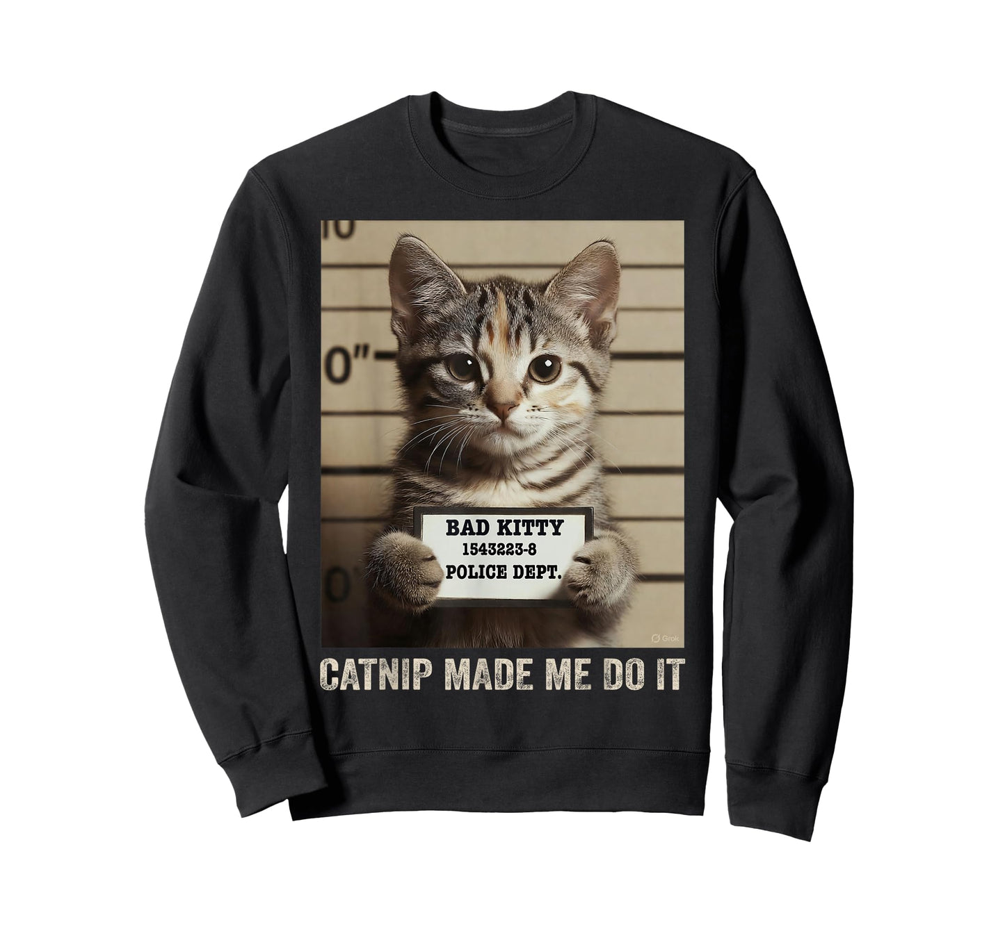 Kitty Mugshot Picture Bad Cat Catnip Made Me Do It Funny T-Shirt