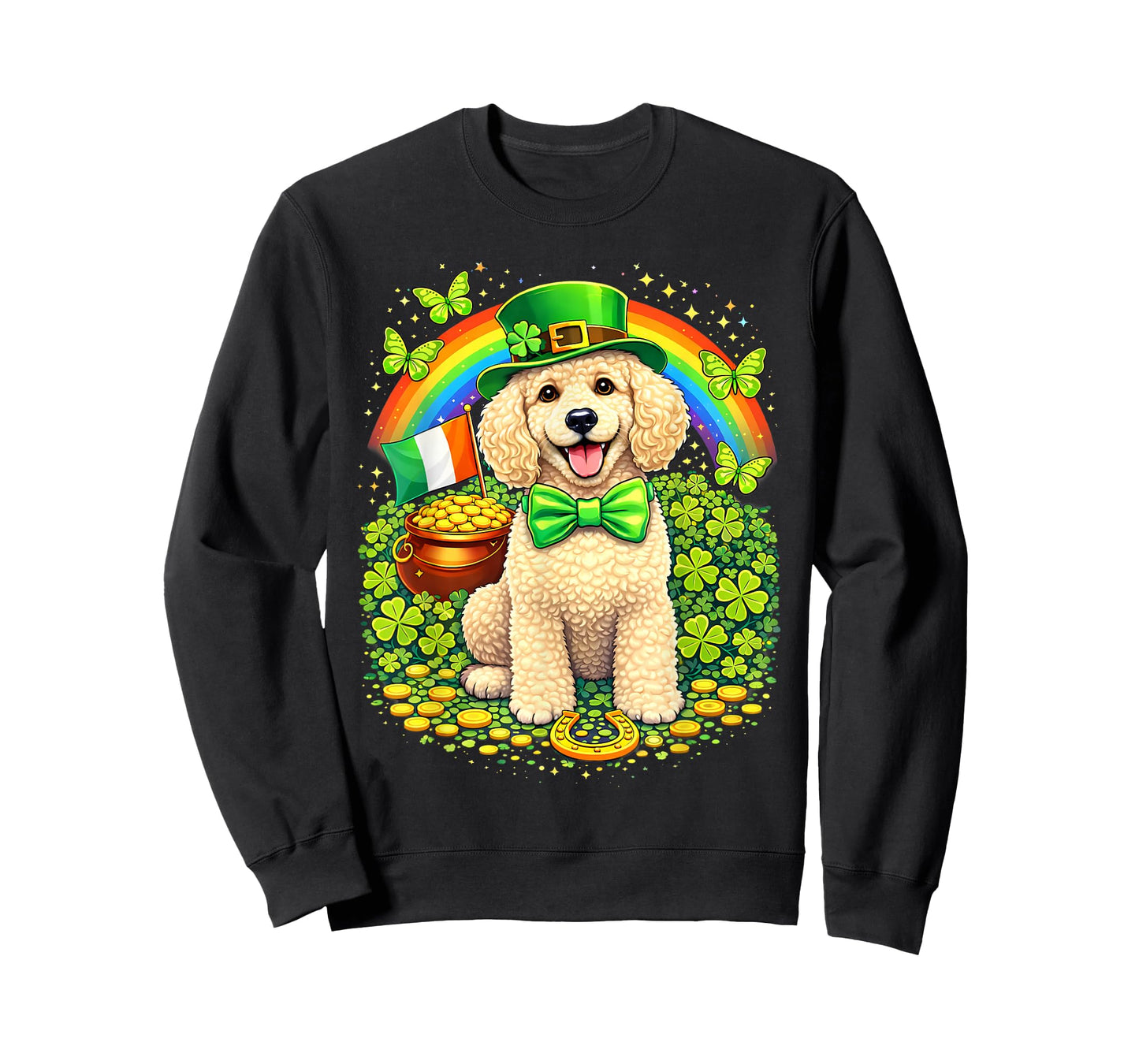 Lucky Poodle St Patrick’s Day Rainbow Shamrock Dog Lover T-Shirt