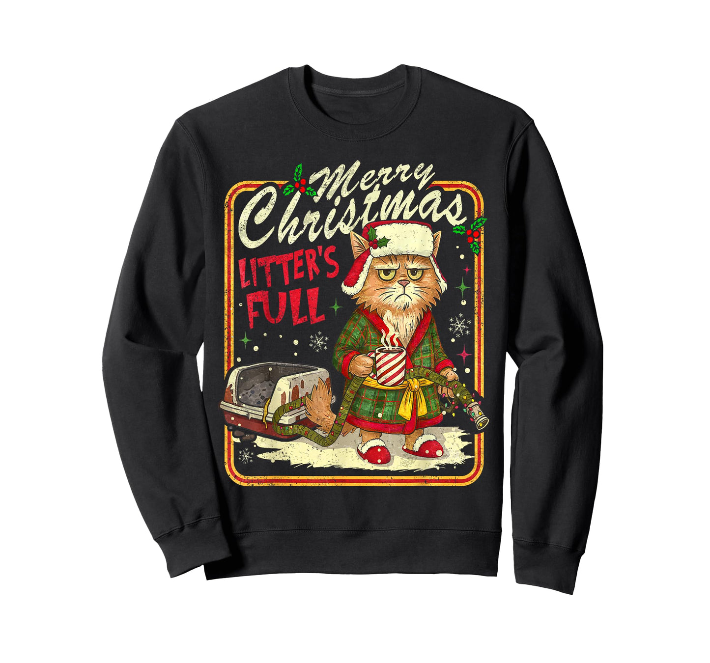 Merry Christmas Litter’s Full Funny Cat Holiday Tee T-Shirt