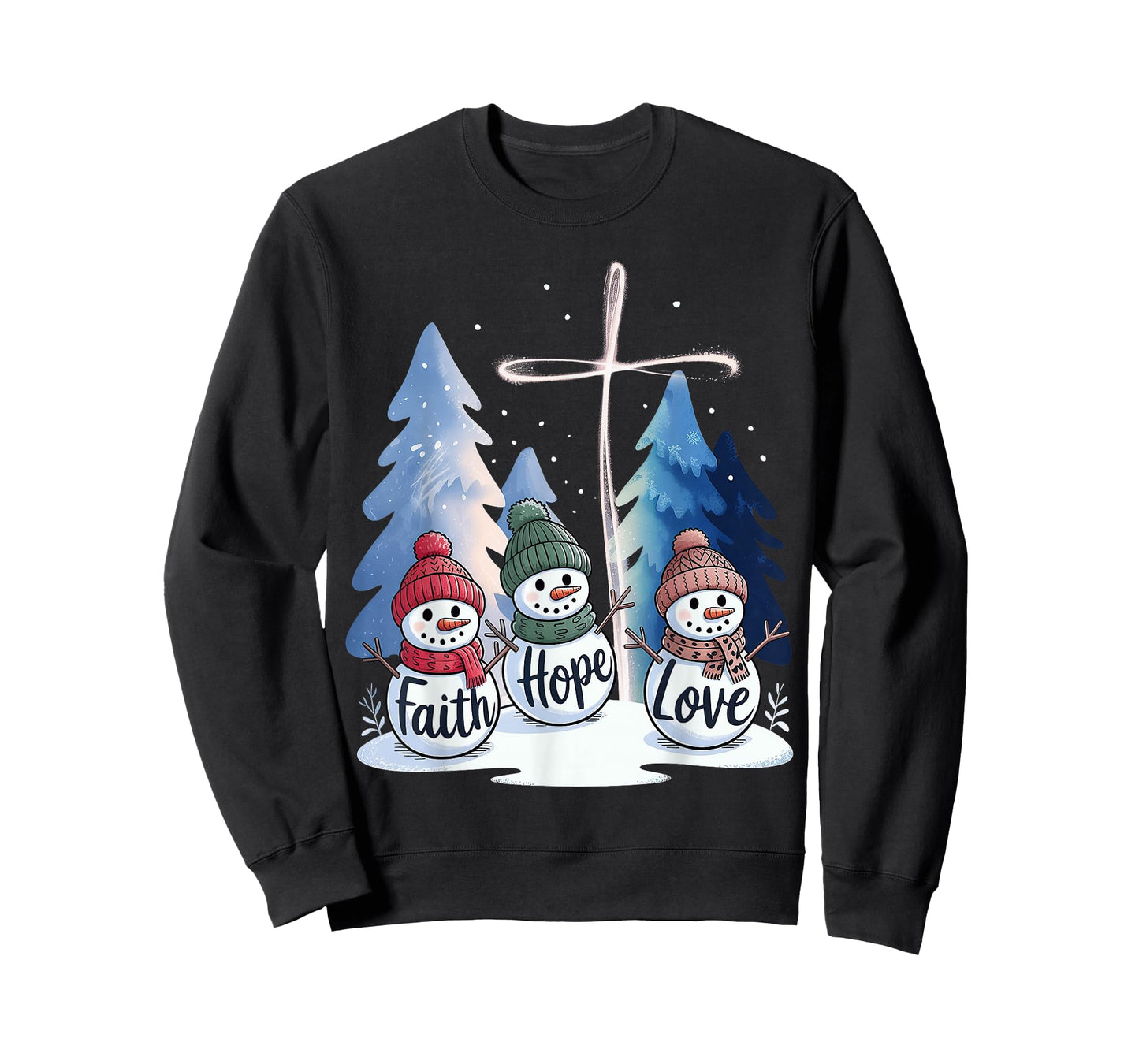 Jesus Faith Hope Love Snowman Merry T-Shirt
