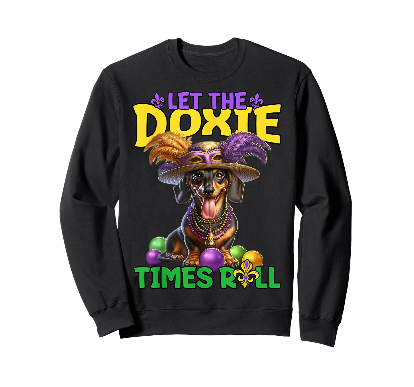 Dachshund Mardi Gras Let Doxie Times Roll Dachshund T-Shirt