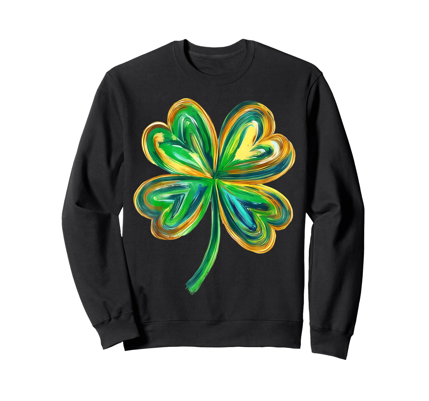 Watercolor Four Leaf Clover Green St Patricks Day Shamrock T-Shirt
