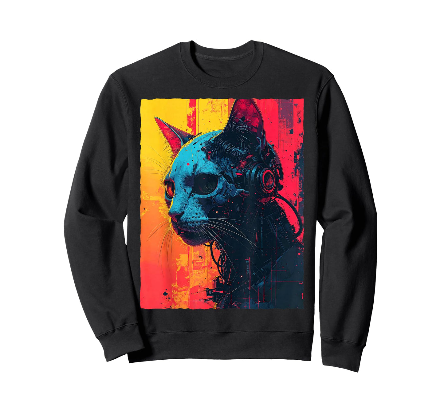 Sci-Fi Robot Cat Mecha Kitten Gamer Headset Bionic T-Shirt