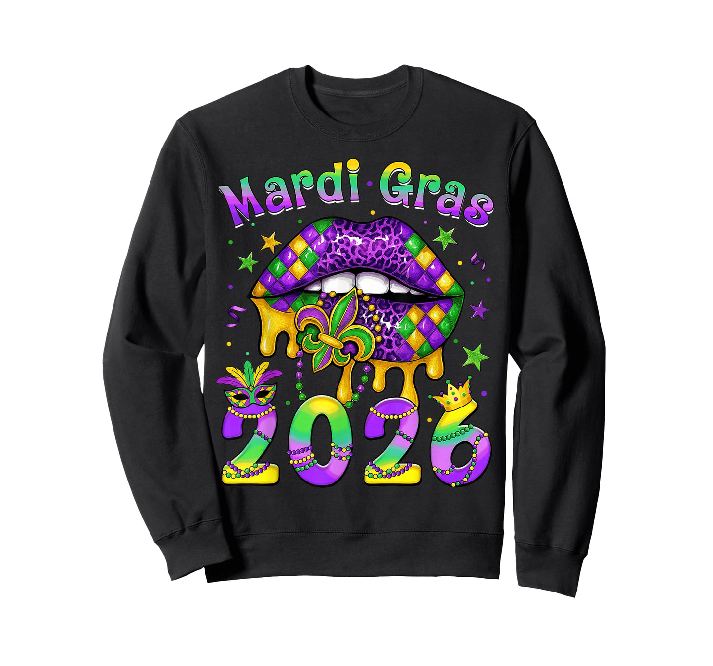 Happy Mardi Gras Carnival Mardi Gras 2026 Lips Girl Women T-Shirt