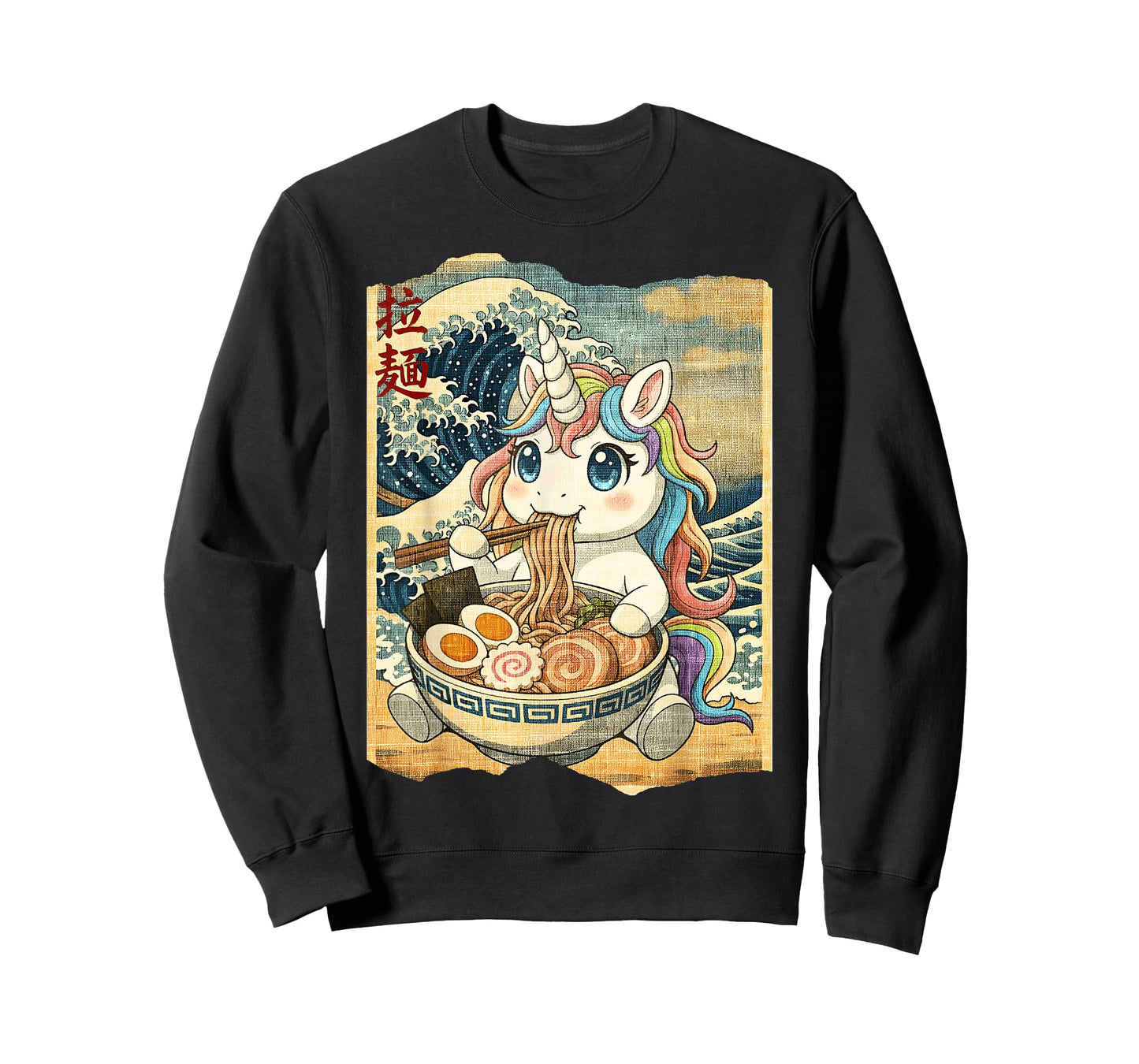Funny Kawaii Unicorn Ramen Noodle Bowl Japanese Wave T-Shirt
