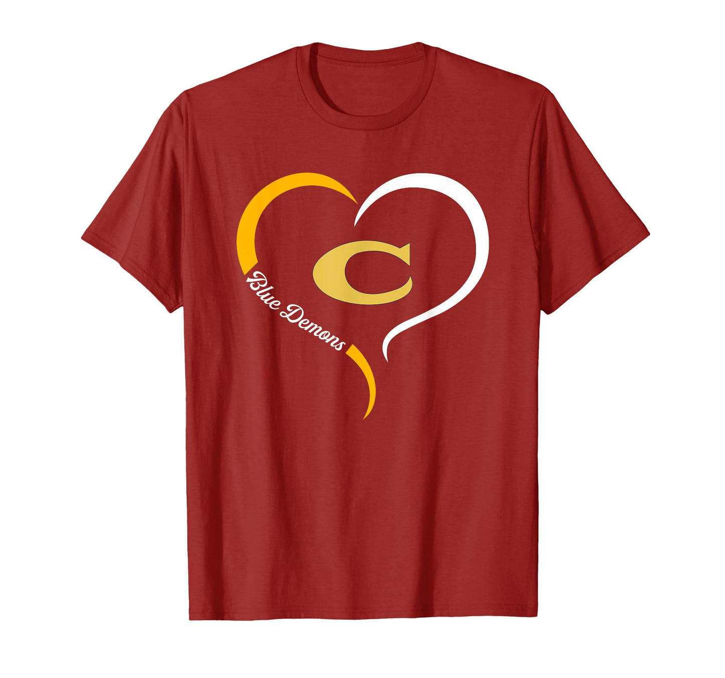 Christiansburg Blue Demons Logo Half Heart Slogan HS T-Shirt