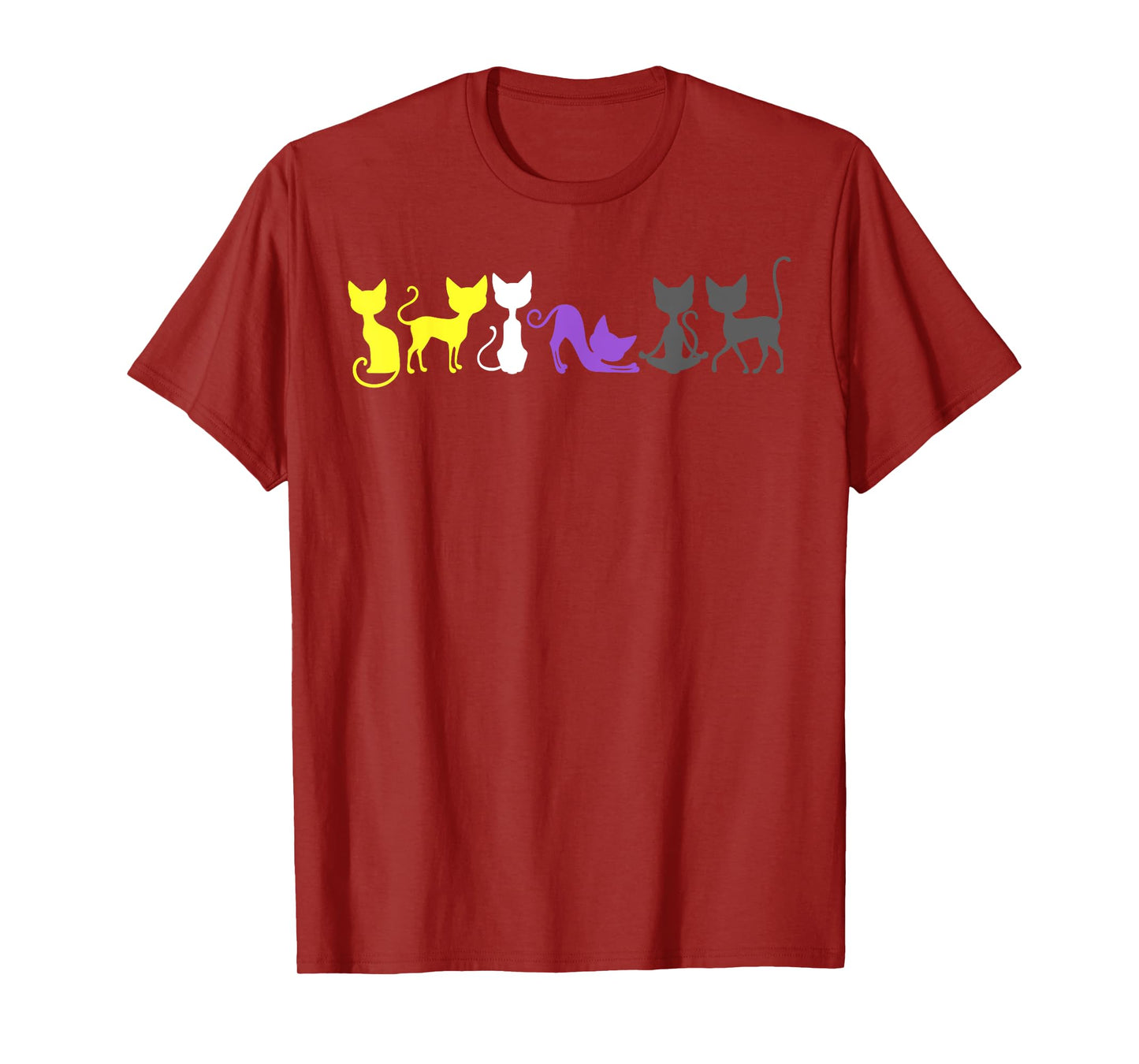 Nonbinary Pride Cats Stretching and Meditating in Flag Color T-Shirt
