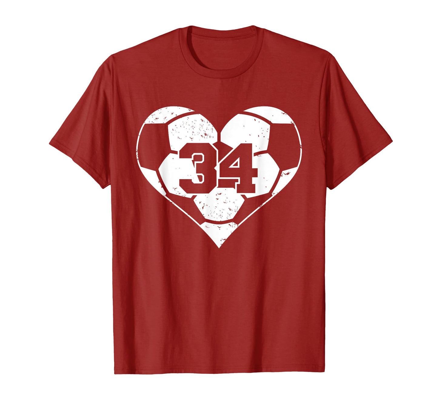 Soccer Number 34 Jersey Funny Soccer Heart Game Day T-Shirt