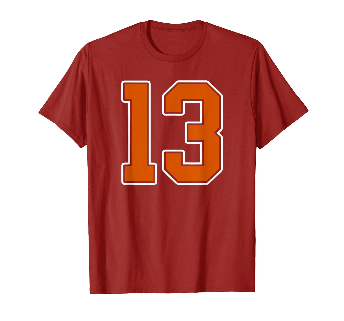 Burnt Orange White Number 13 Jersey Player Uniform #13 T-Shirt