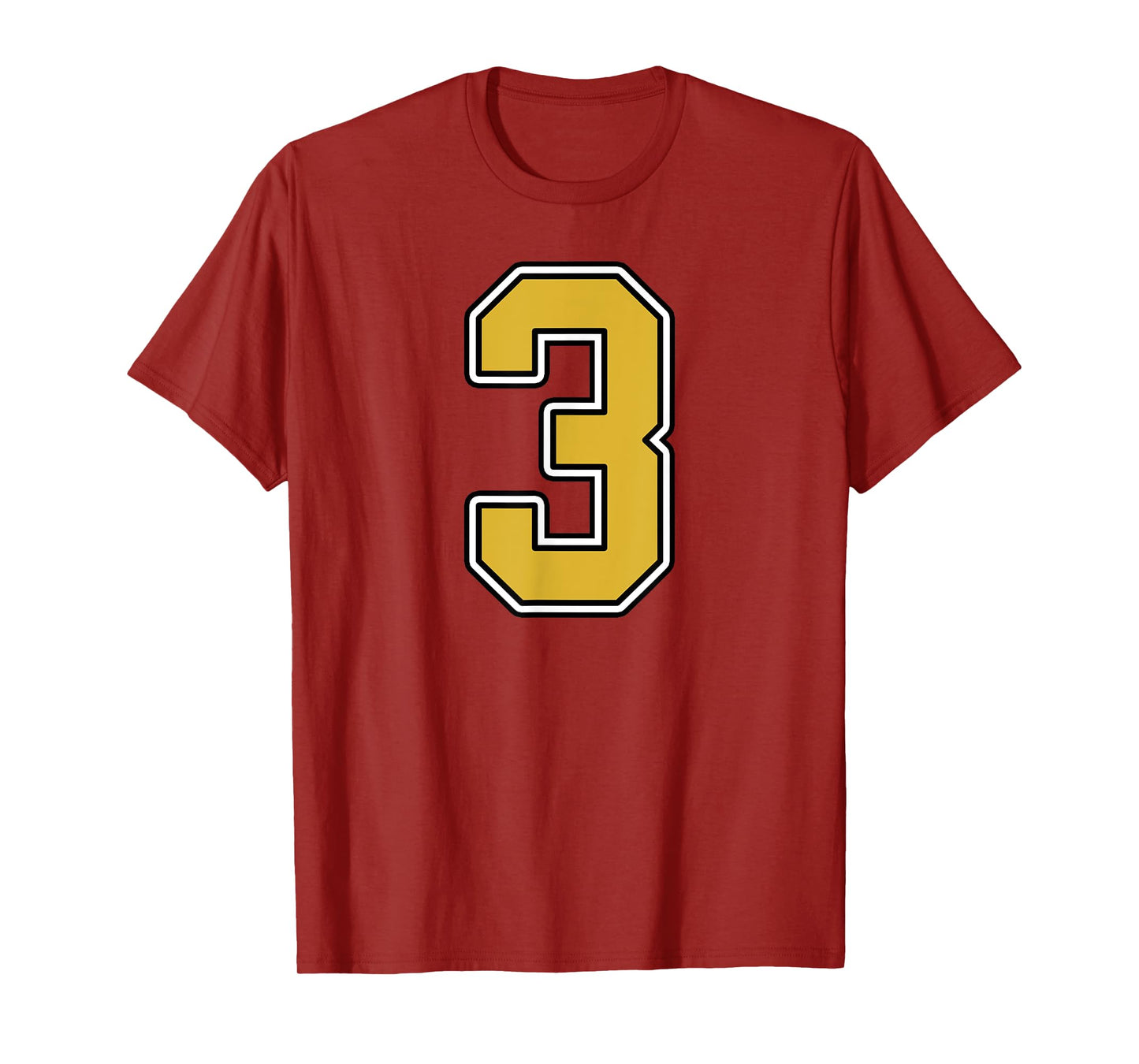 Old Gold Black White Sports Number 3 Jersey Uniform Player T-Shirt