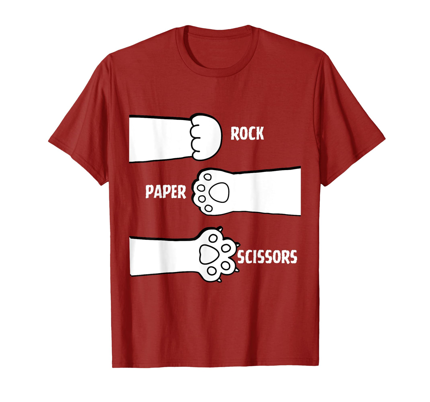 Cat Rock Paper Scissors Hand Game Paw Claw Cute Funny T-Shirt for Men Women Girls Kids