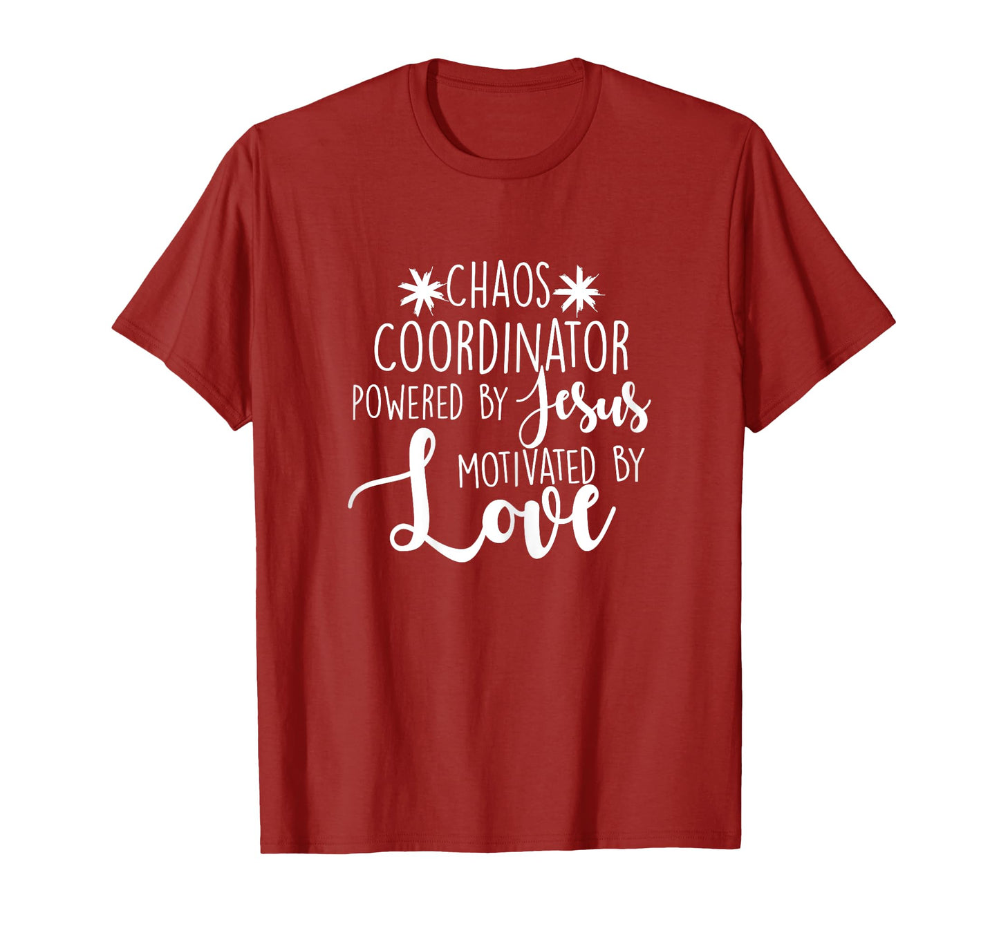 Chaos Coordinator Teacher Design Gift Powered By Jesus Women T-Shirt