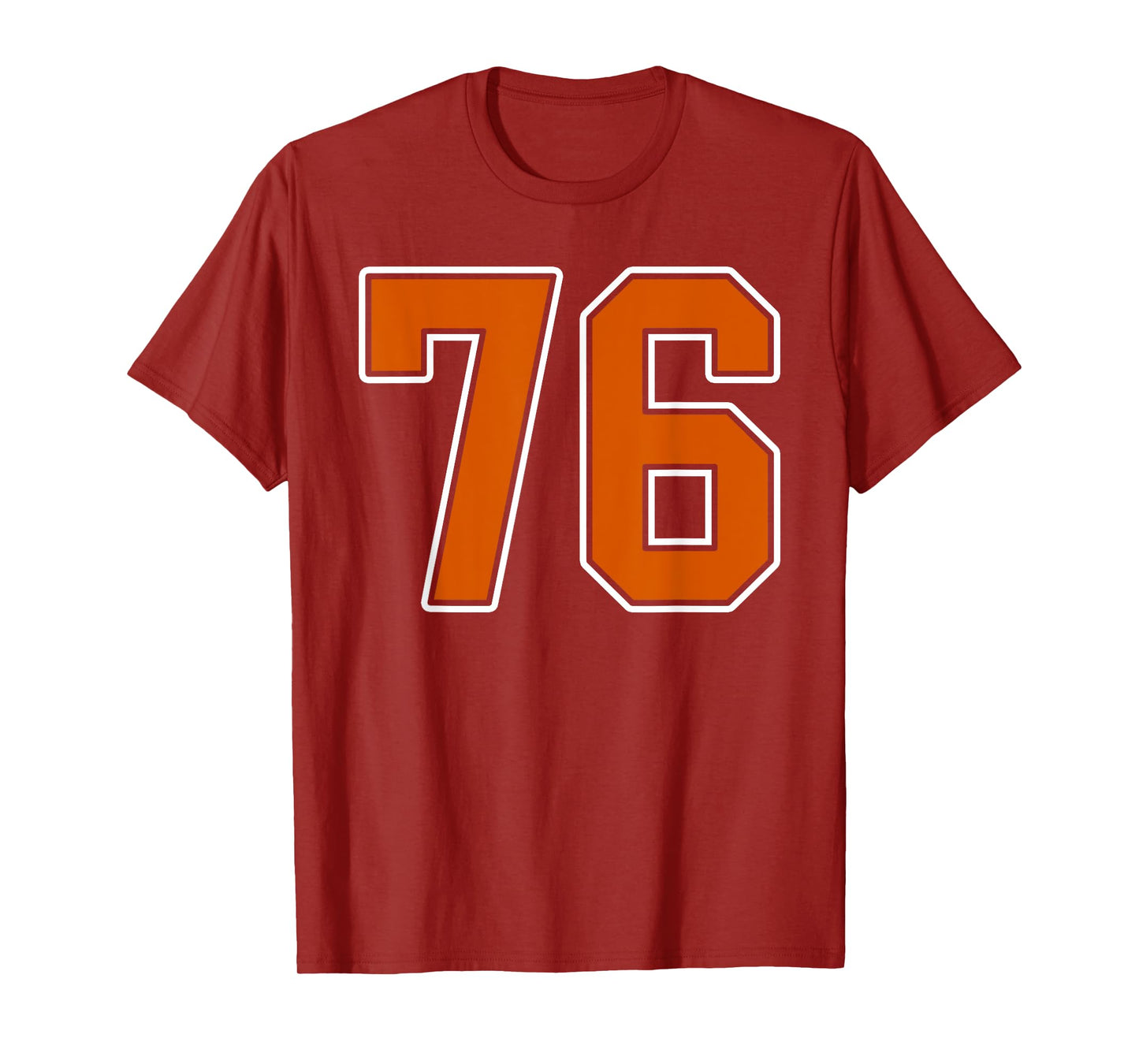 Burnt Orange White Number 76 Jersey Player Uniform #76 T-Shirt