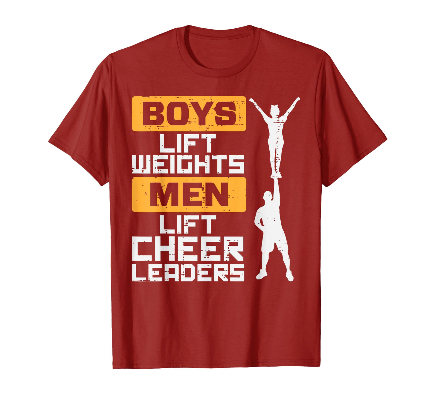 Boys Lift Weights Men Cheerleader Funny Cheerleading Male T-Shirt