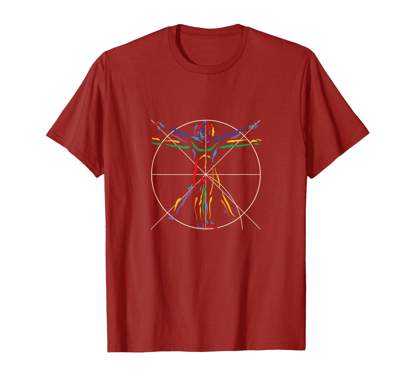 Anatomy DaVinci Vitruvian Man Chakra colors T-shirt T-Shirt