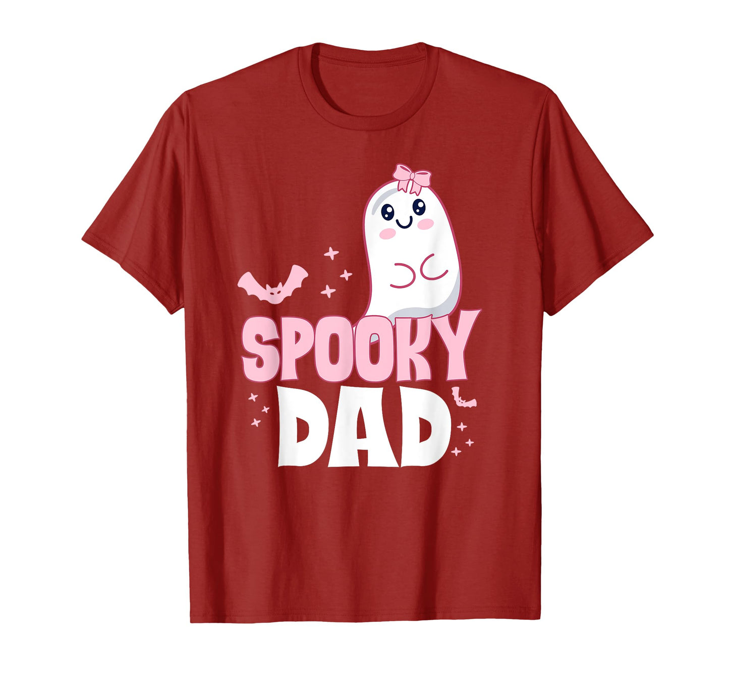 Spooky Dad Family Cute Pink White Ghost Boo Halloween T-Shirt
