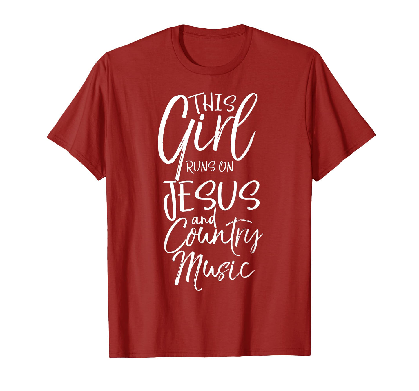 Christian Women's This Girl Runs on Jesus and Country Music T-Shirt