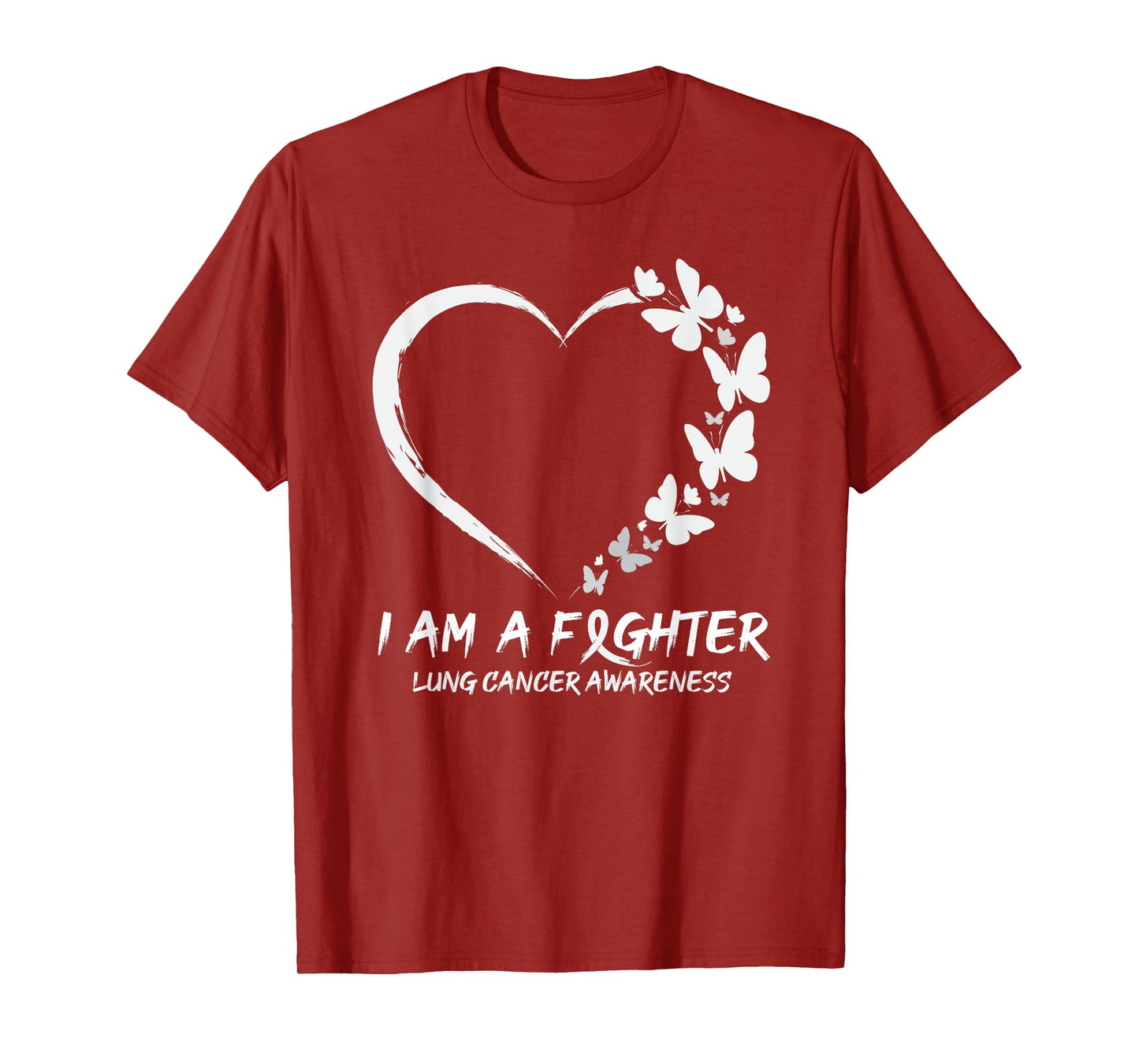 Butterfly Heart I Am A Fighter Lung Cancer Awareness T-Shirt