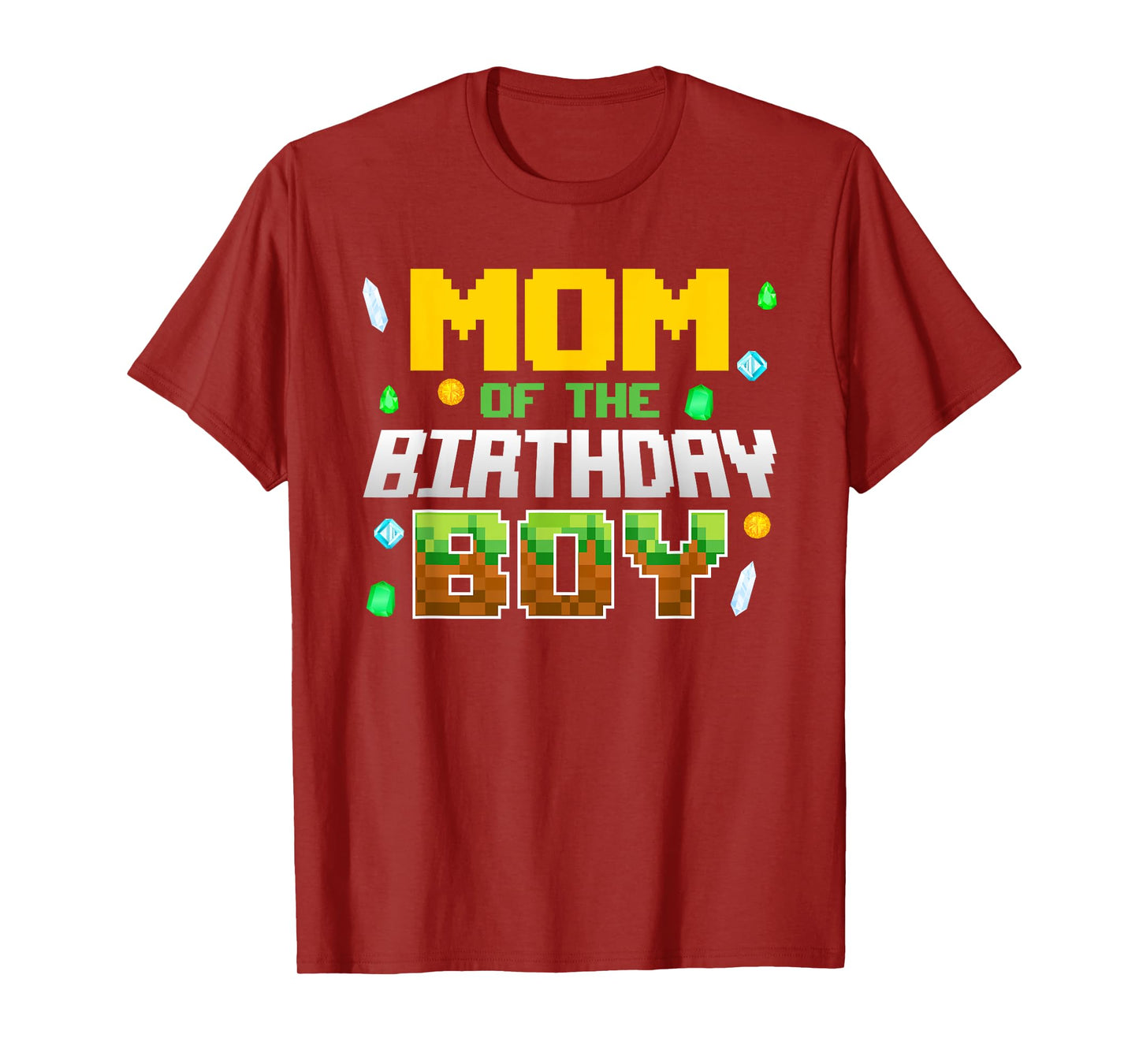 Mom Of The Birthday Boy Game Pixel Number Birthday Party T-Shirt