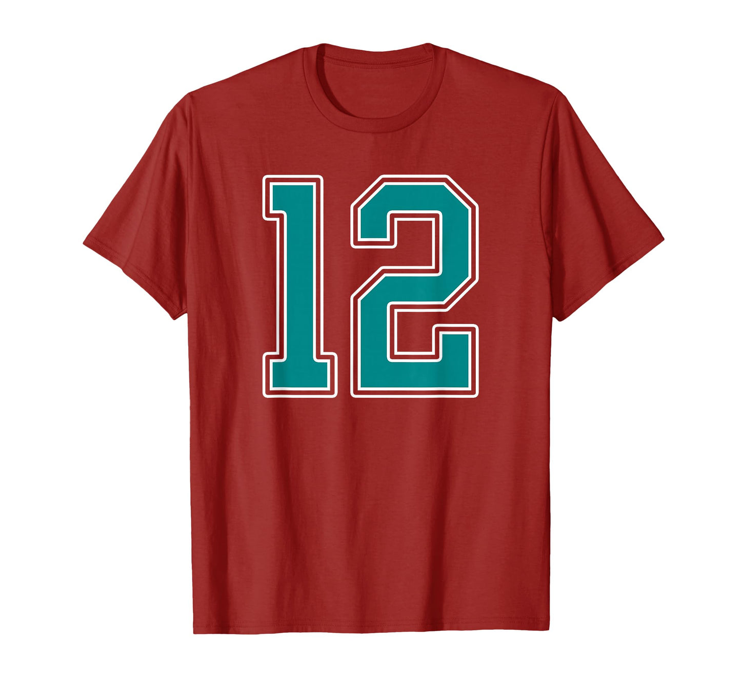 Teal and White Number 12 Jersey Player Uniform #12 Fan T-Shirt