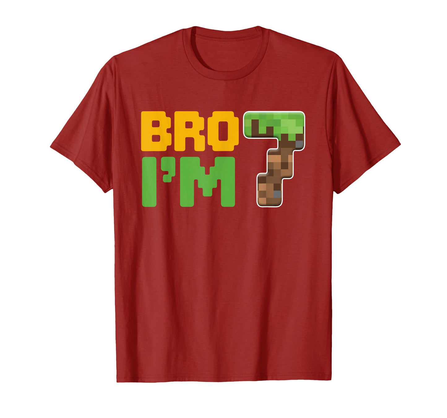 Boys Kids 7th Birthday Boy Bro I’m 7 Year Old Gamer Pixel T-Shirt