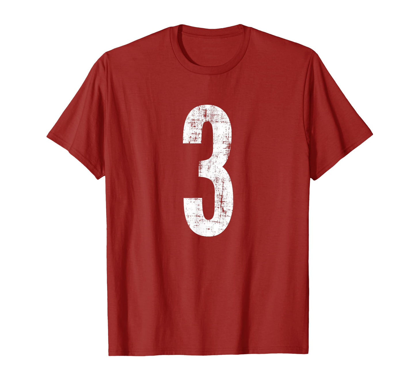 Number 3 Three Distressed Vintage Sport Team Player's T-Shirt