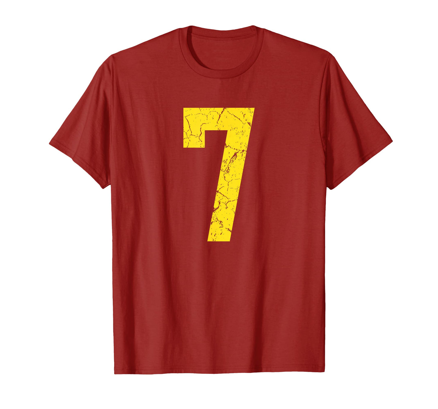 Distressed Bright Gold Number 7 Jersey Player Uniform #7 T-Shirt