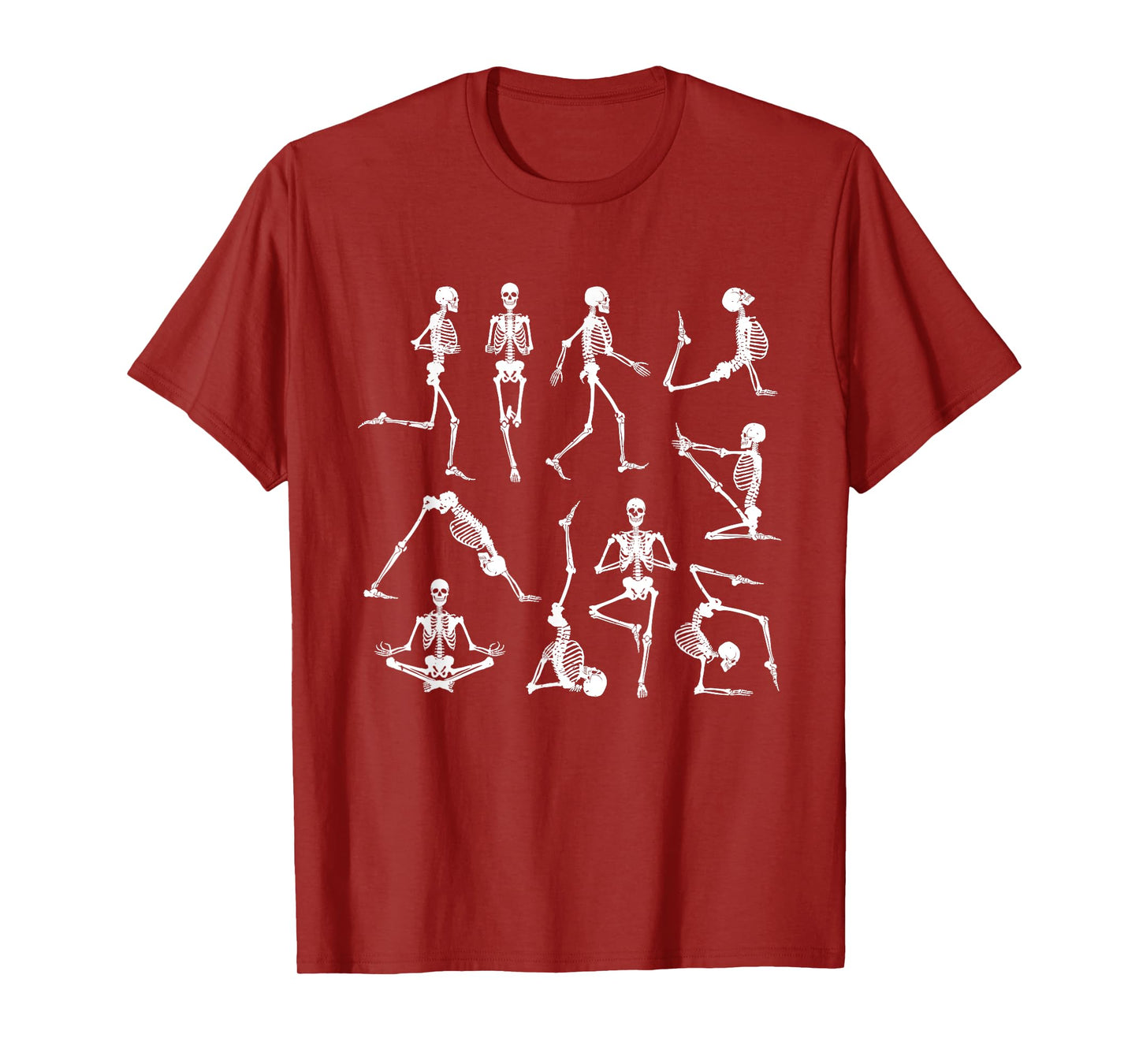 Skeleton Yoga Poses Funny Halloween Flexible Bone Yogi Crew T-Shirt