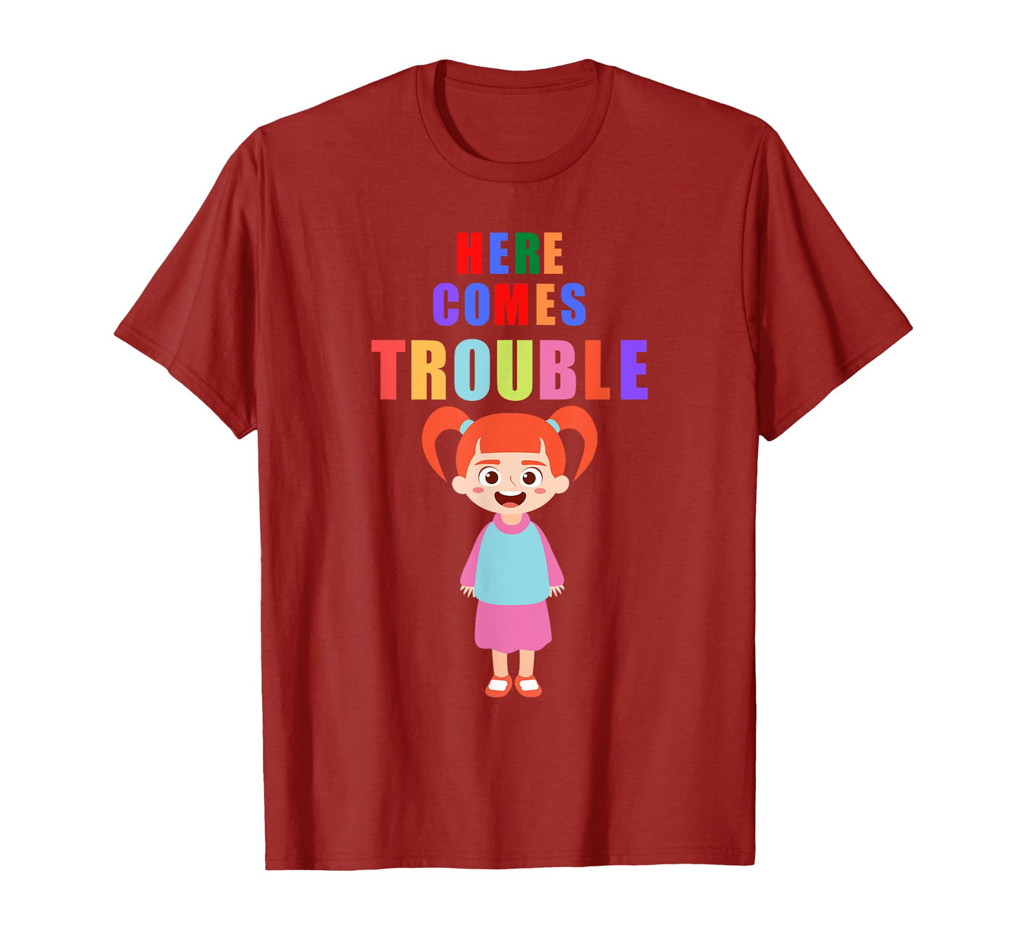 Here comes trouble funny redhair girl kids gift T-Shirt
