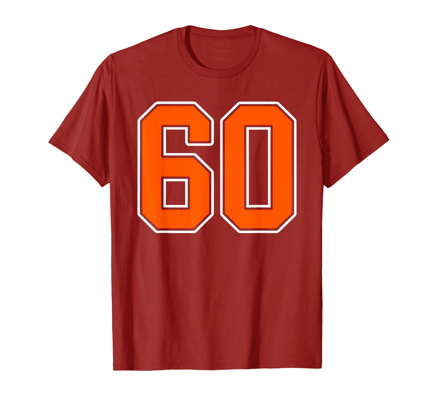 Orange White Number 60 Jersey Player Uniform #60 T-Shirt