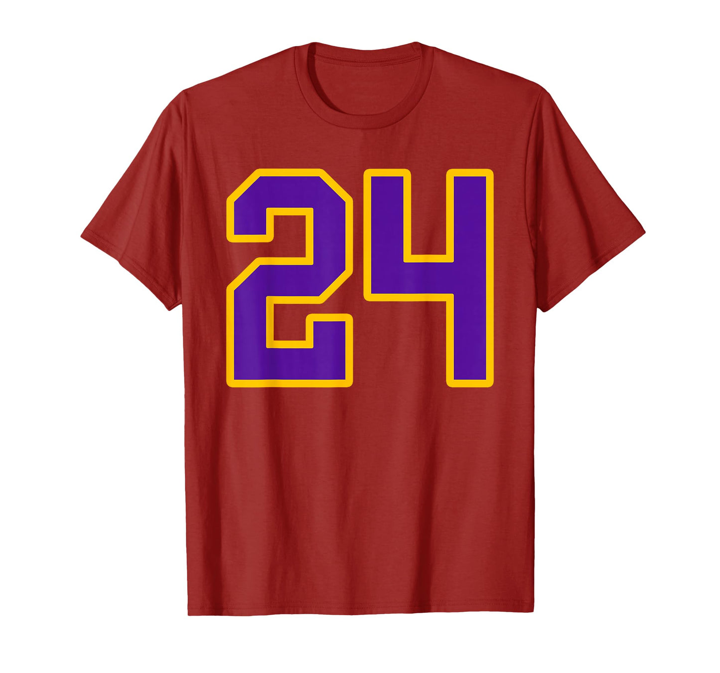 Purple and Gold Number 24 Jersey Player Uniform #24 Fan T-Shirt