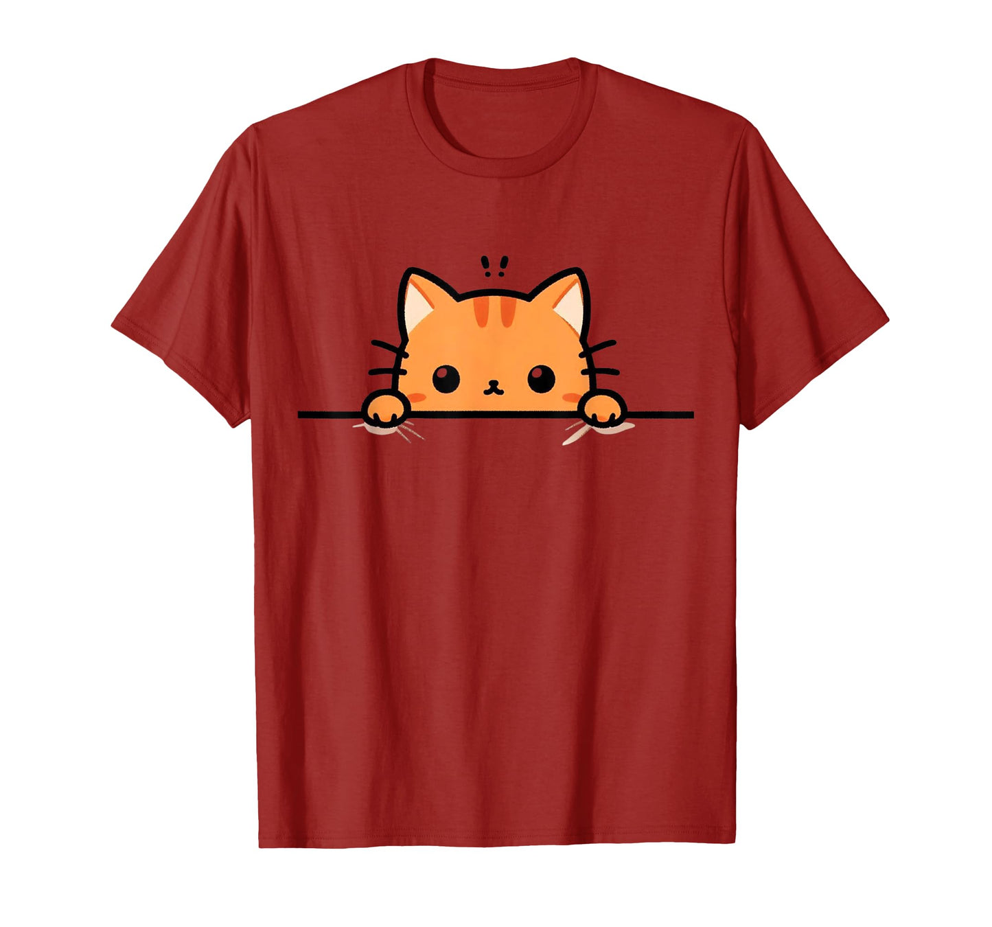 Cute Orange Kitty Cat Peeking Over at You Ginger Cat Lover T-Shirt