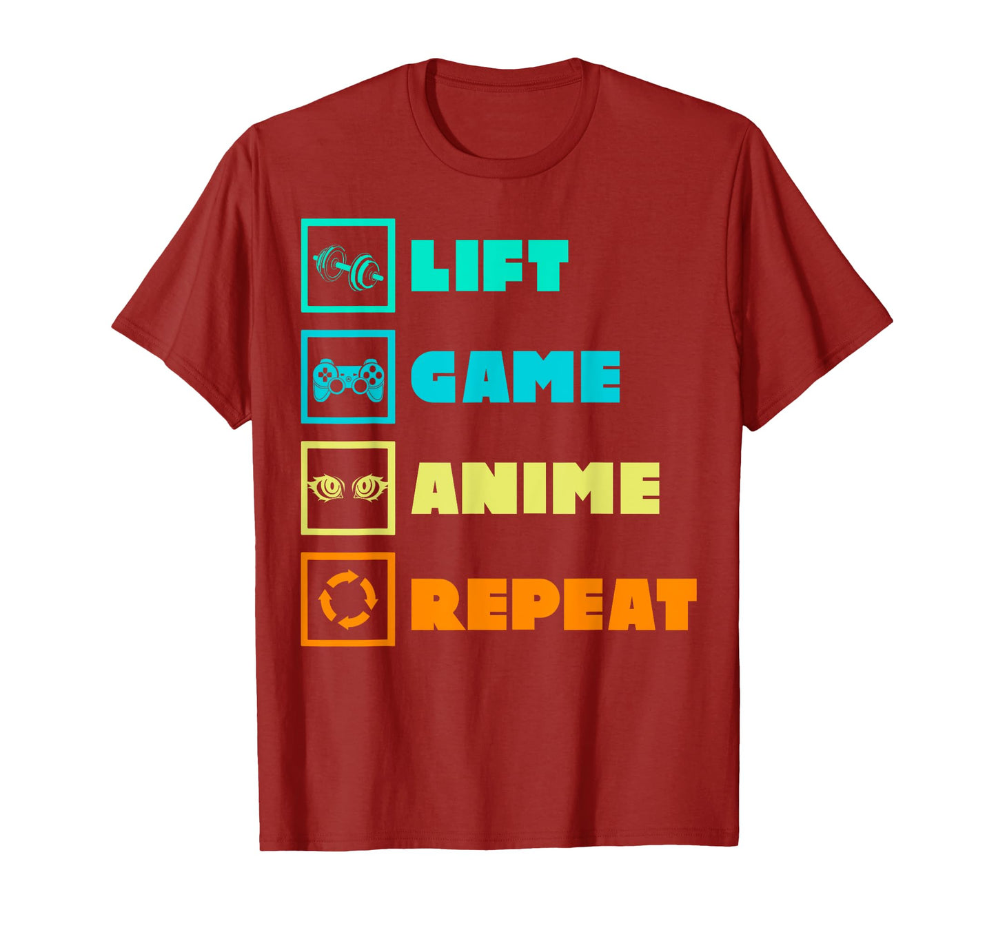 Lift Game Anime Repeat Funny Gym Humor Anime Lover Gamer T-Shirt