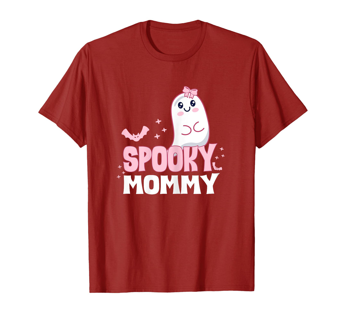 Spooky Mommy Family Cute Pink White Ghost Boo Halloween T-Shirt