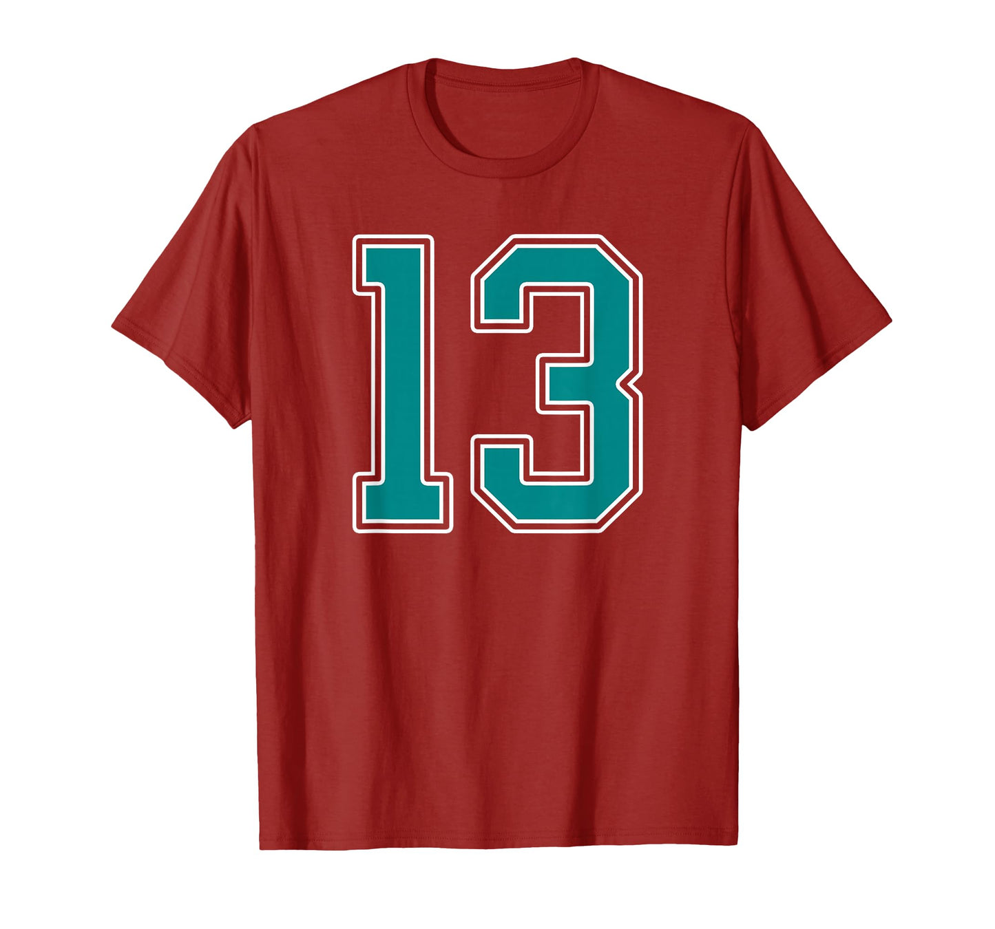 Teal and White Number 13 Jersey Player Uniform #13 Fan T-Shirt