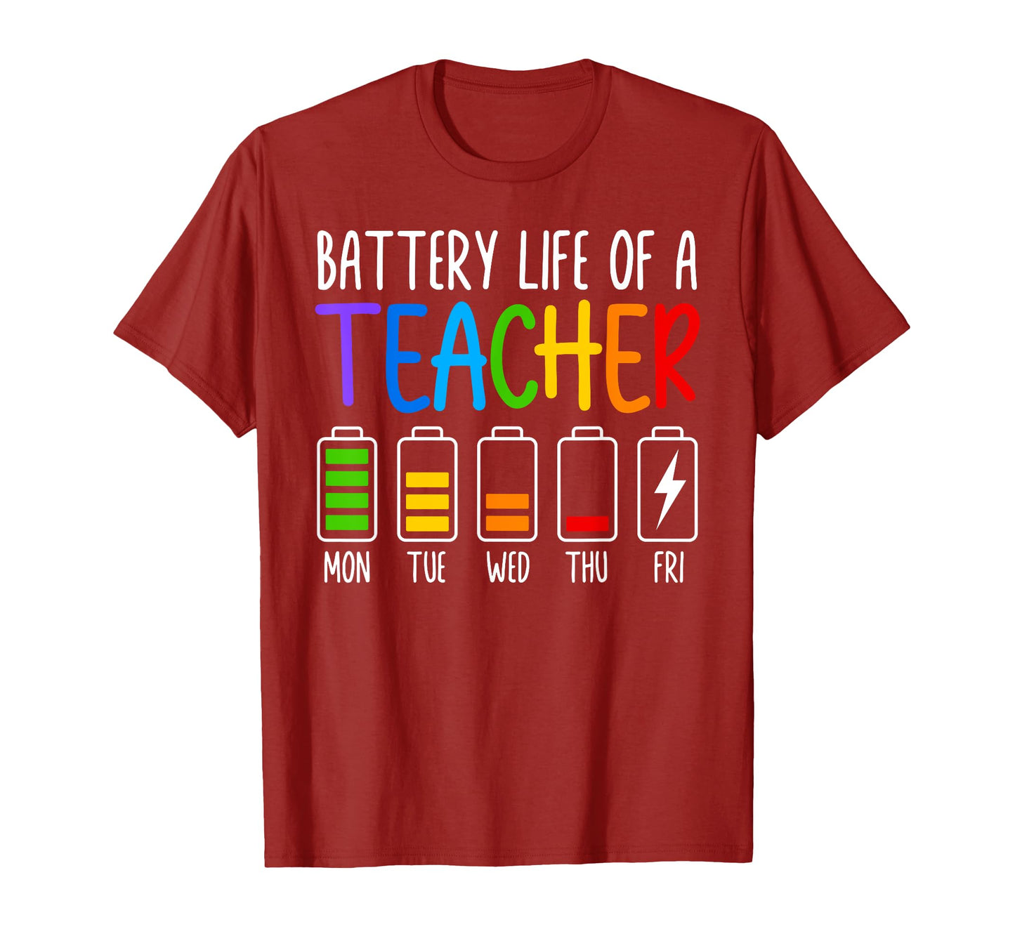 Battery Life Of A Teacher Funny School Teacher Appreciation T-Shirt for Men Women
