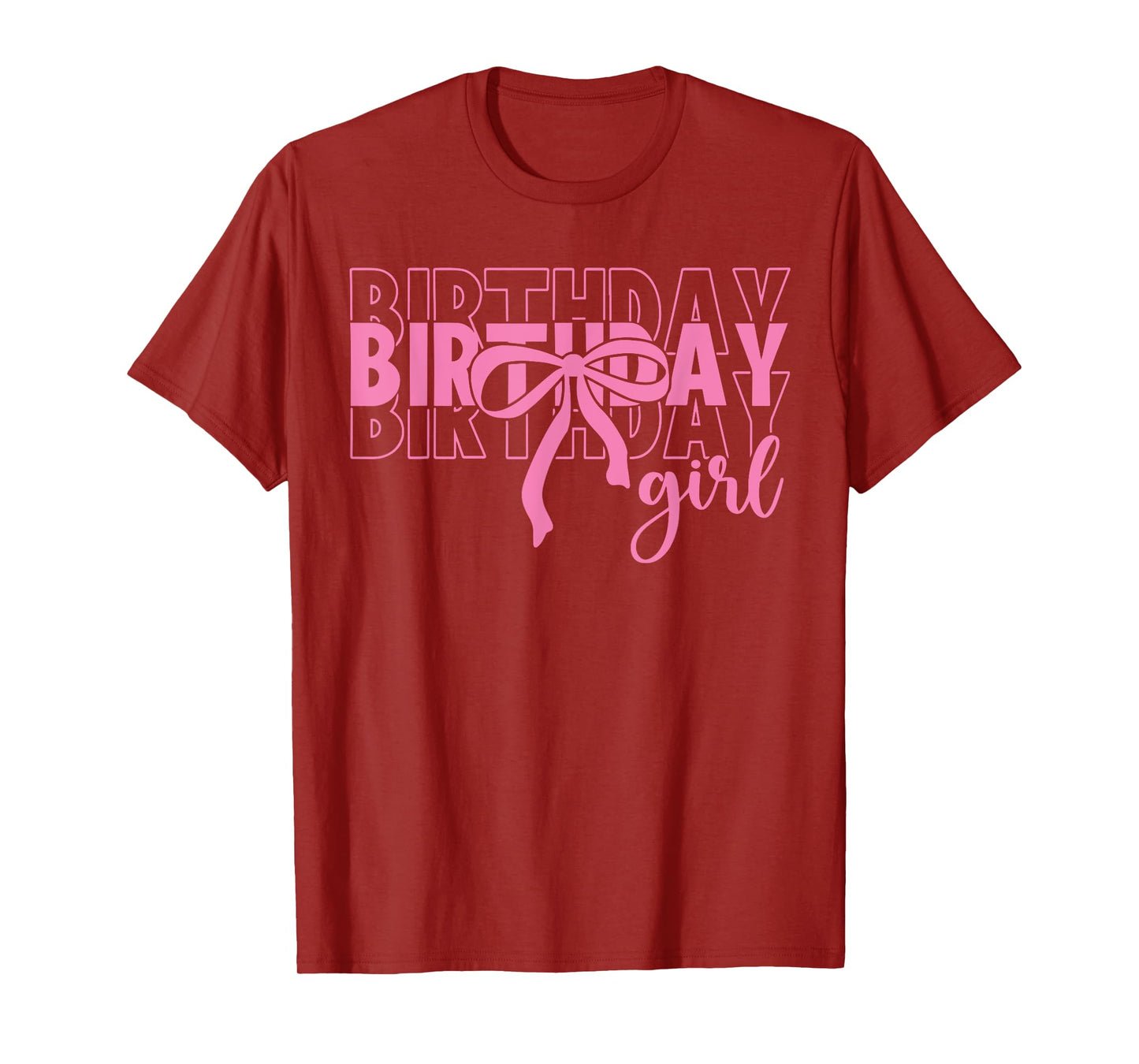 Birthday Girl Pink Coquette Bow Kids Girls Women Party Bday T-Shirt