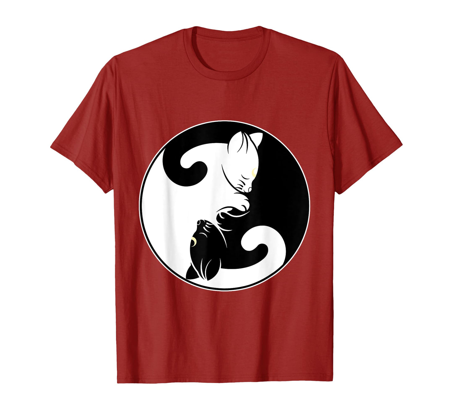 Kawaii Yin Yang Black Cat and Moon Crescent Head Cartoon Cat Kawaii Yin Yang Cat Moon Crescent T-Shirt