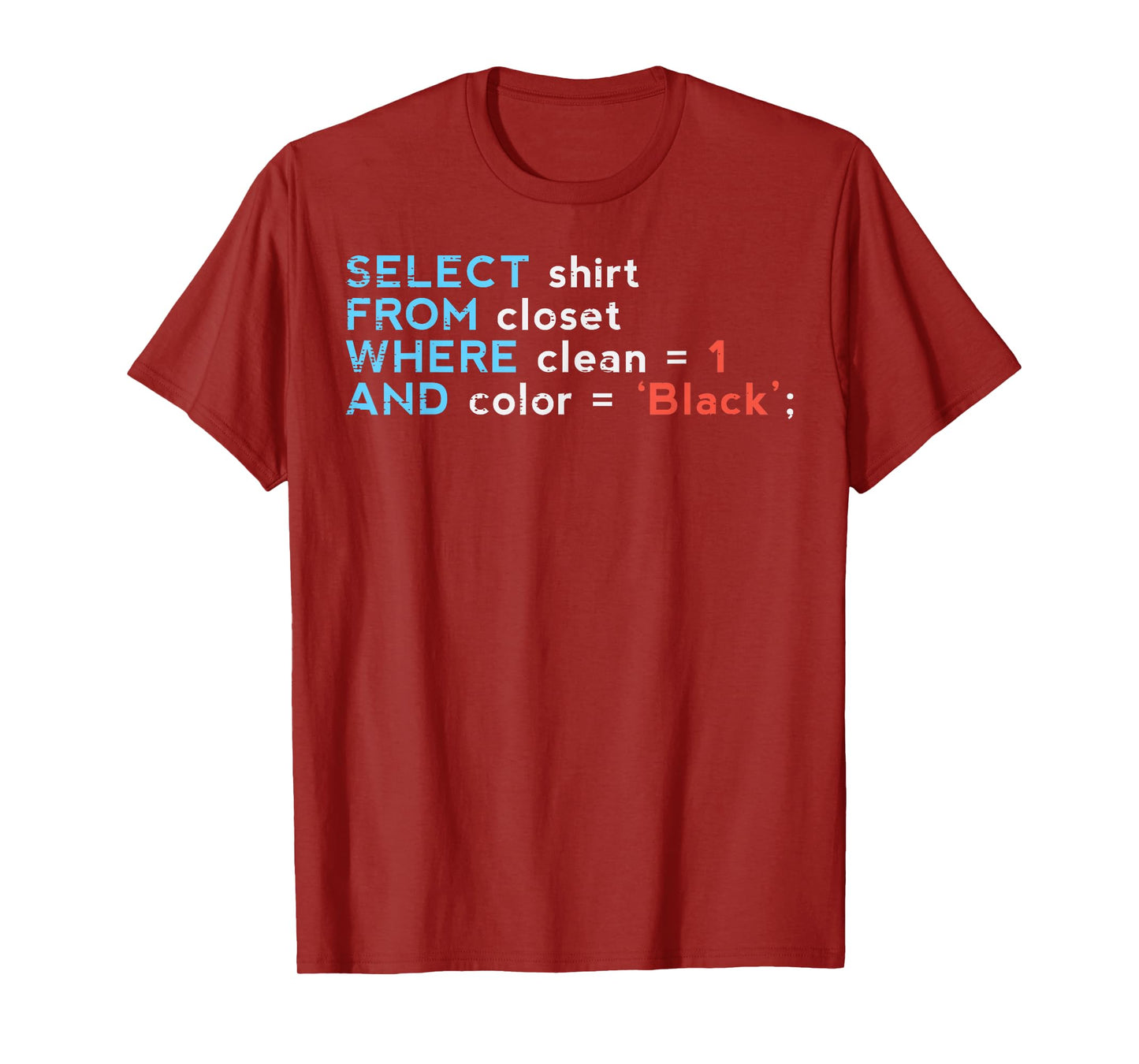 SQL Select Shirt From Closet Coder Database Admin Men Women T-Shirt