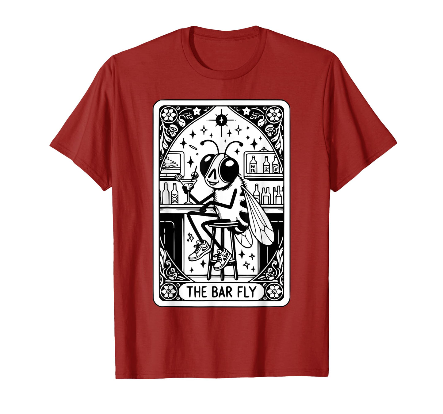 Bartender Tarot Card Cute Fly Cocktail Witchy Vibes Alcohol T-Shirt