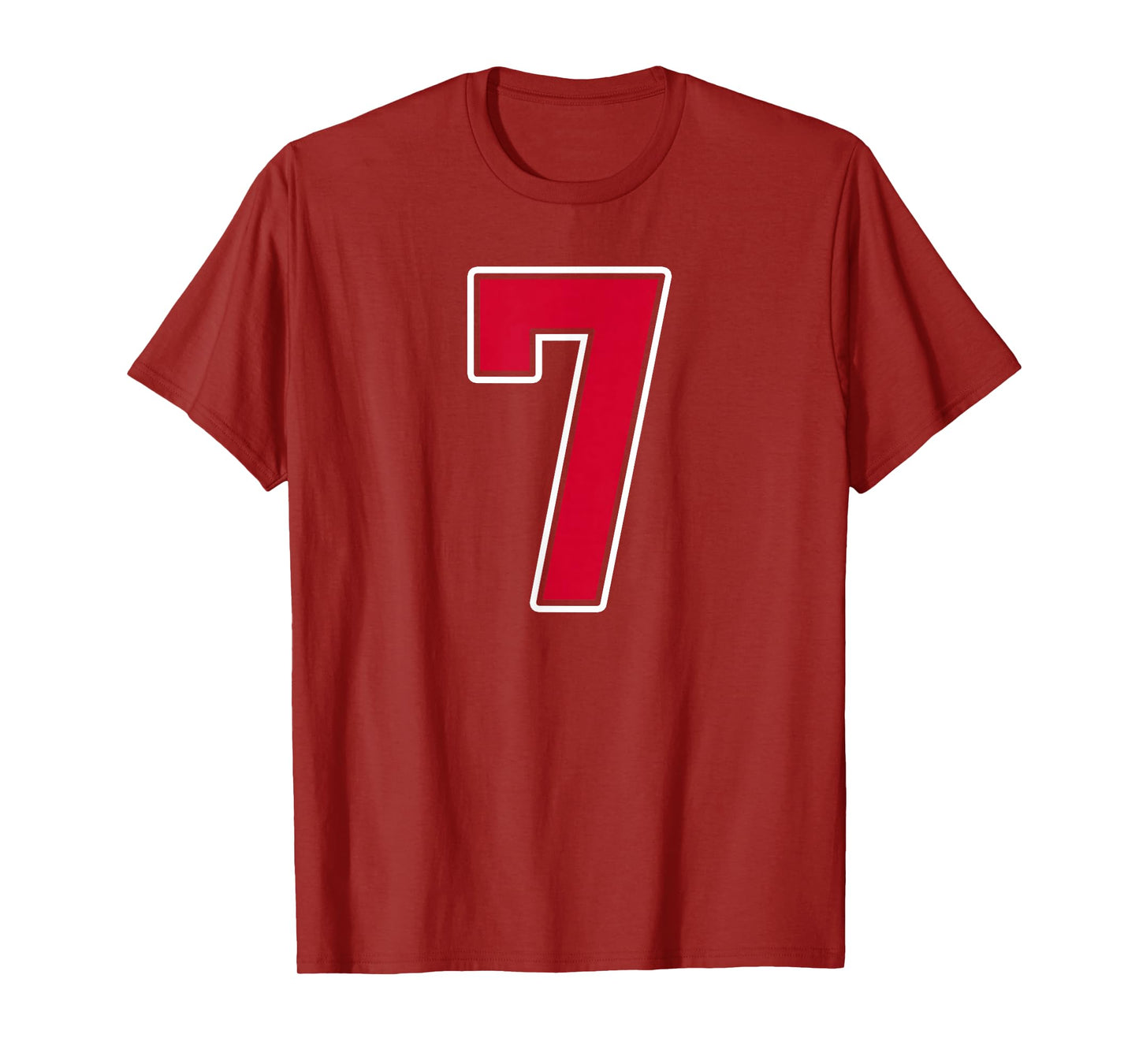 Red White Number 7 Jersey Player Uniform #7 T-Shirt