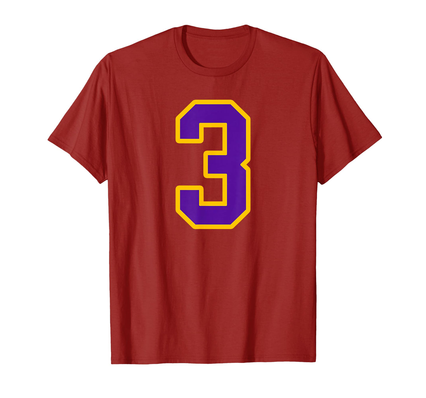 Purple and Gold Number 3 Jersey Player Uniform #3 Fan T-Shirt