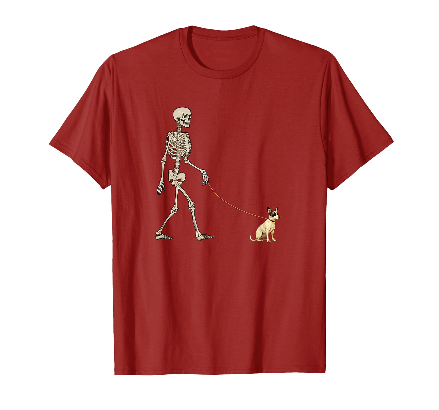 Funny Rat Terrier Skeleton Dog Walking Halloween Dog T-Shirt