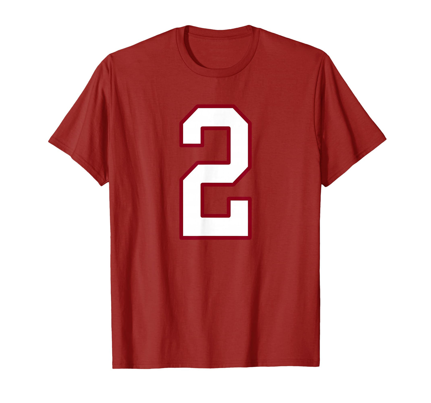 Maroon and White Number 2 Jersey Player Uniform #2 T-Shirt
