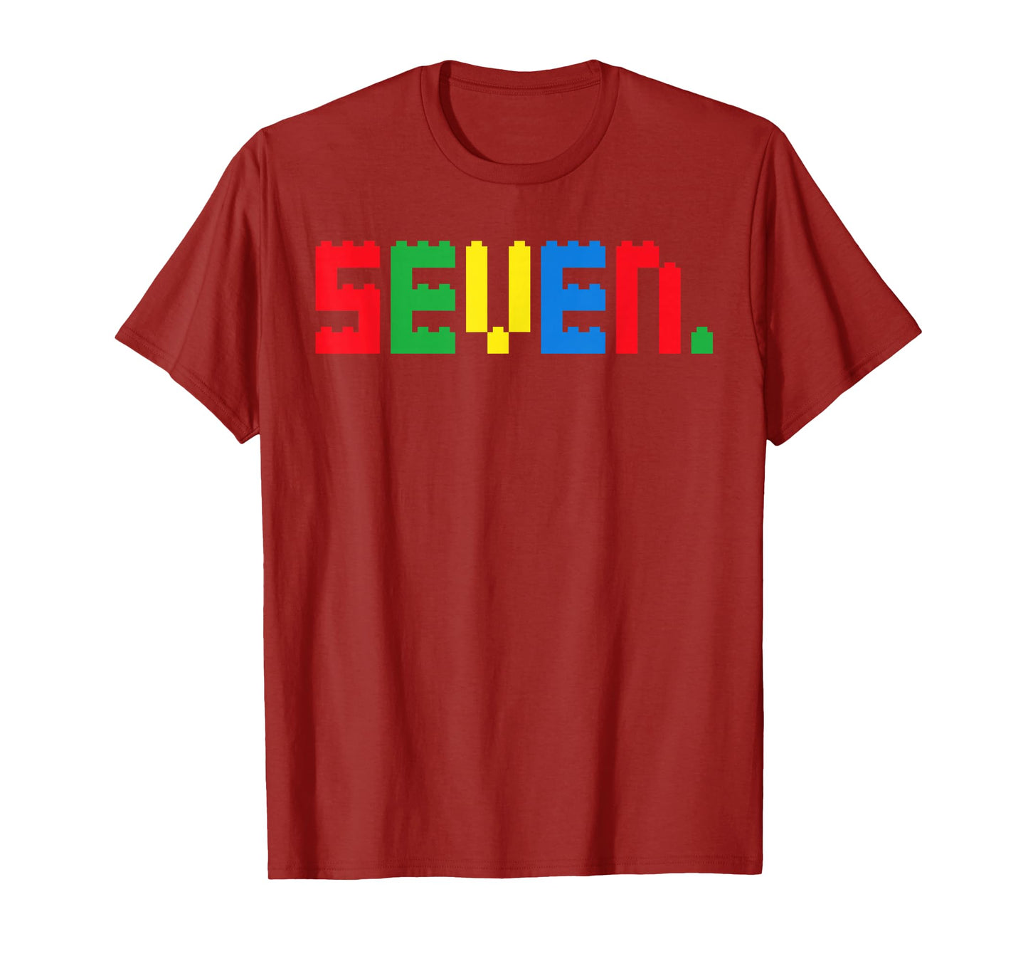 Seven. Shirt 7th Birthday Block Building Master Builder Boys T-Shirt