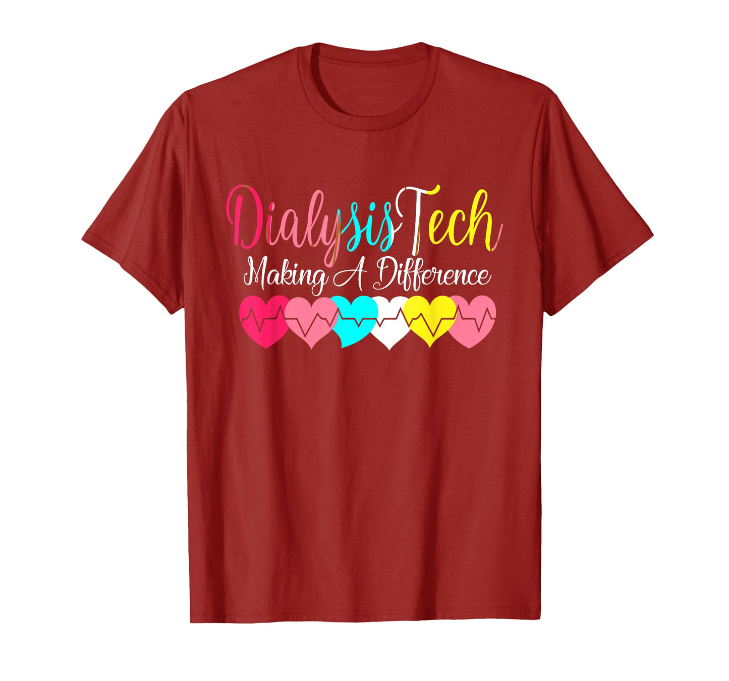 Dialysis Technician Heart Nephrology - Kidney Heartbeat Awareness T-Shirt - Women's Unisex Adult Size Small Black Short Sleeve Modern Crew Neck Classic Fit Pull On T-Shirt