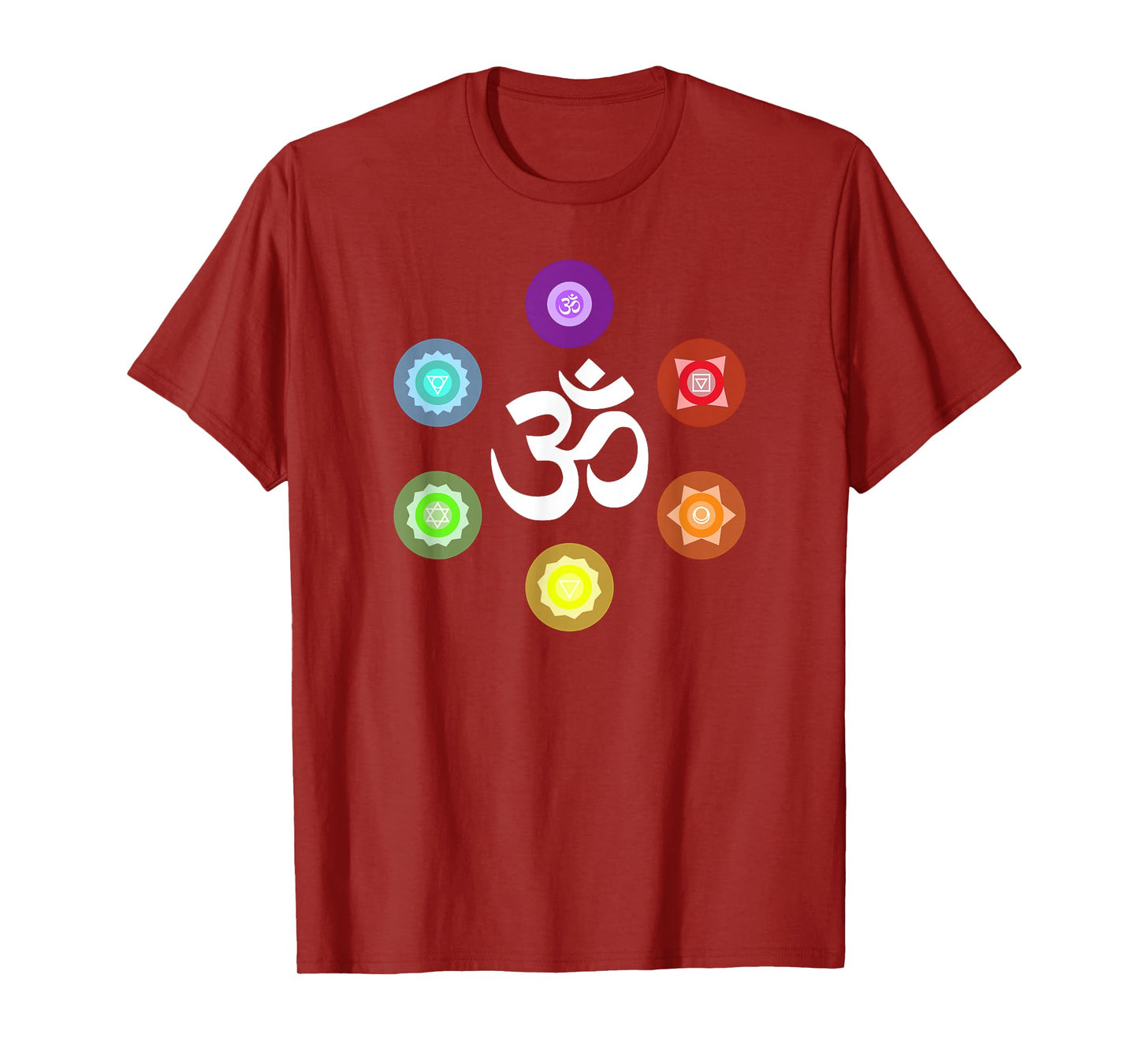 Sacred Geometry Yoga Metatrons Rainbow Chakras T-Shirt